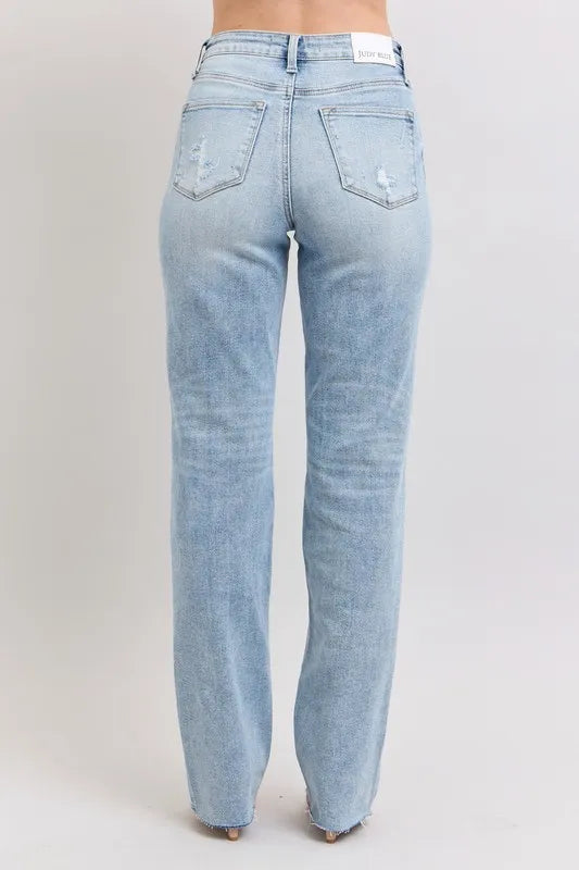 Judy Blue Mid Rise Light Wash Dad Jeans