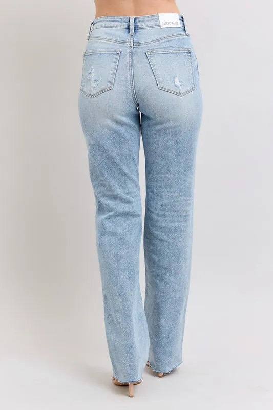Judy Blue Mid Rise Light Wash Dad Jeans