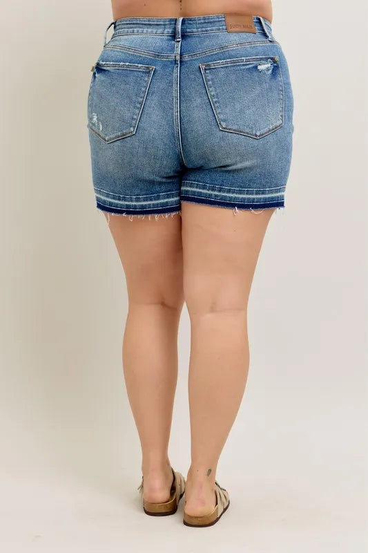Judy Blue Mr Tummy Control Vintage Wash Release Hem Shorts
