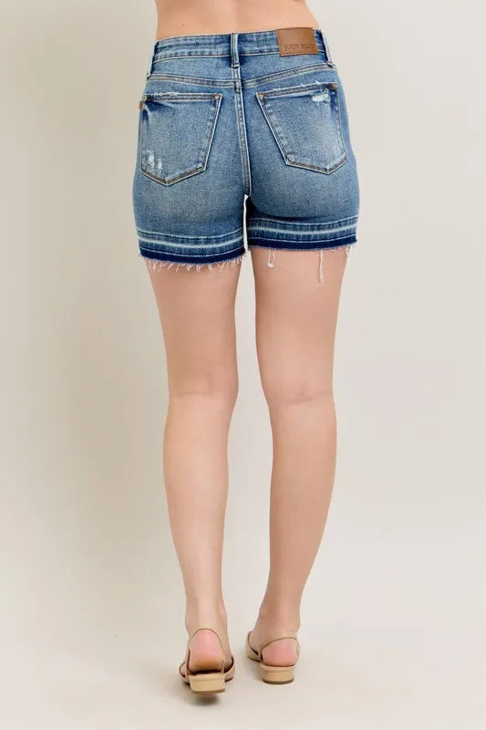 Judy Blue Mr Tummy Control Vintage Wash Release Hem Shorts
