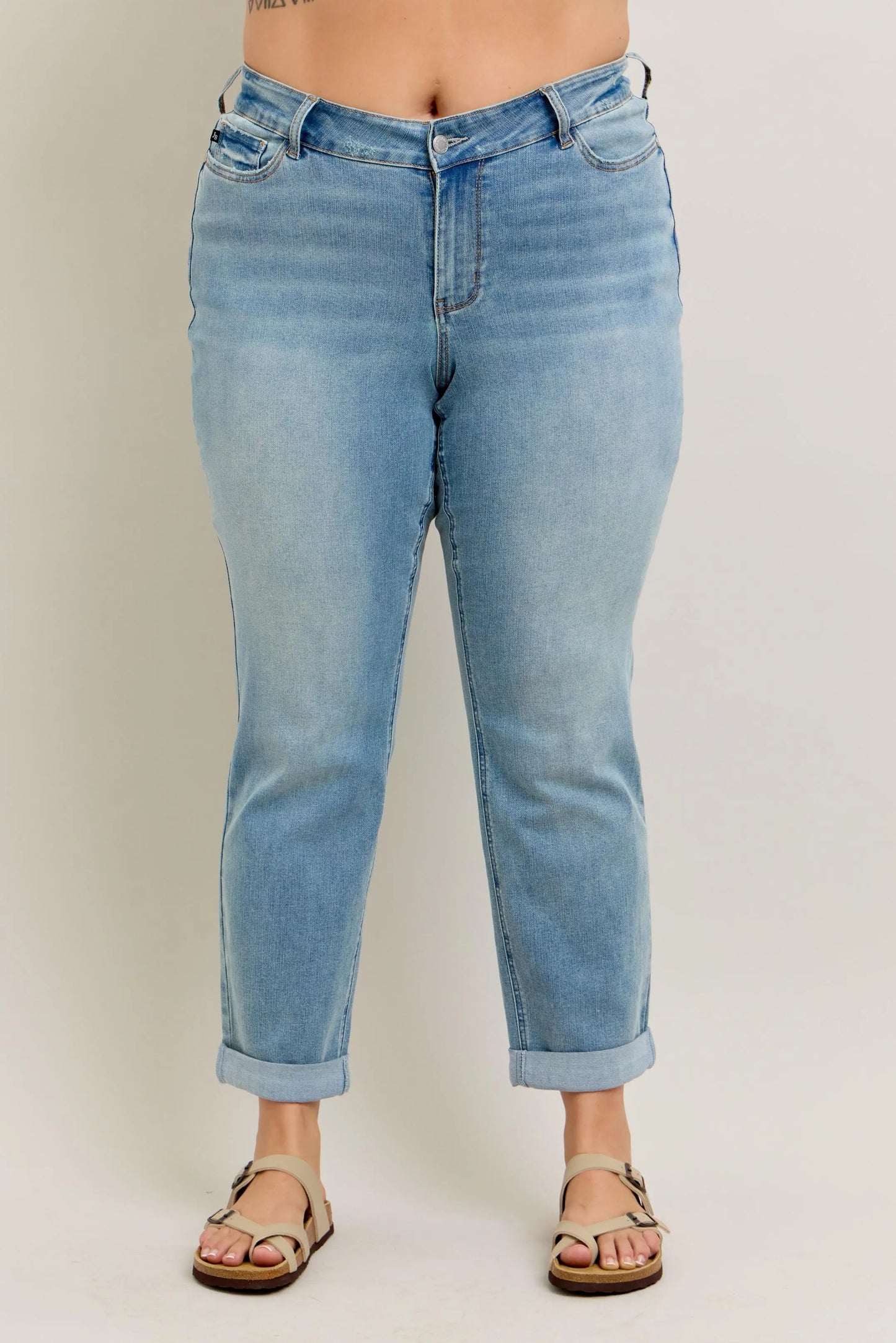 Judy Blue V-Front Cuff Boyfriend Jeans