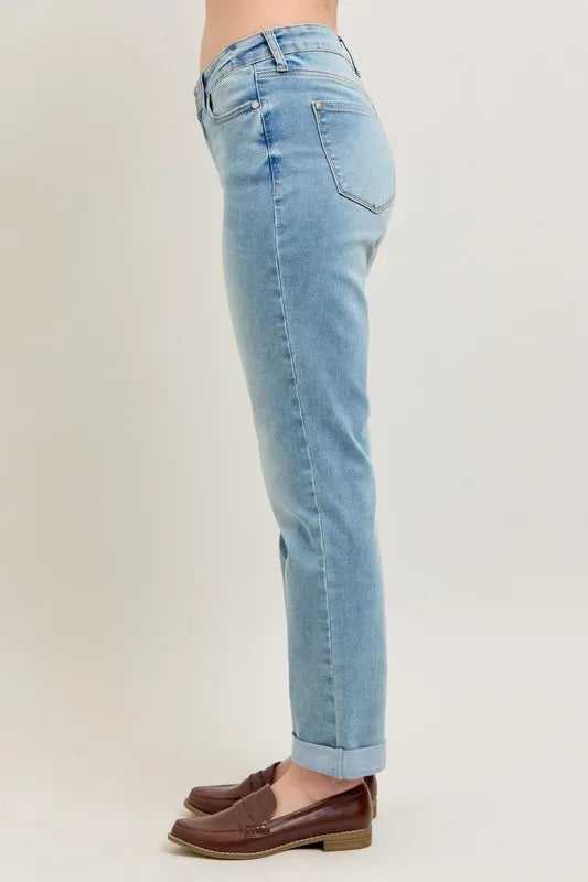 Judy Blue V-Front Cuff Boyfriend Jeans