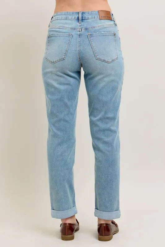 Judy Blue V-Front Cuff Boyfriend Jeans
