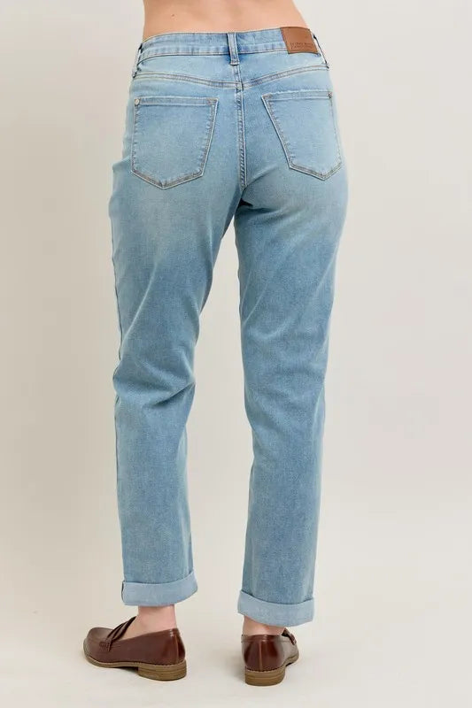 Judy Blue V-Front Cuff Boyfriend Jeans