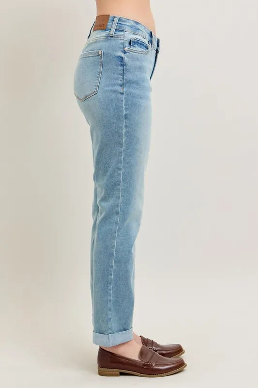 Judy Blue V-Front Cuff Boyfriend Jeans