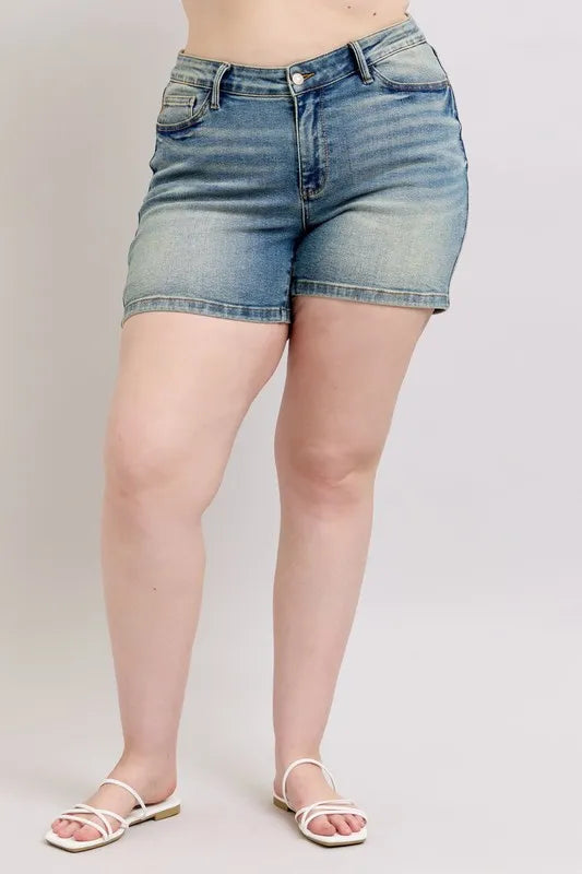 Judy Blue V-Front Vintage Wash Jean Shorts