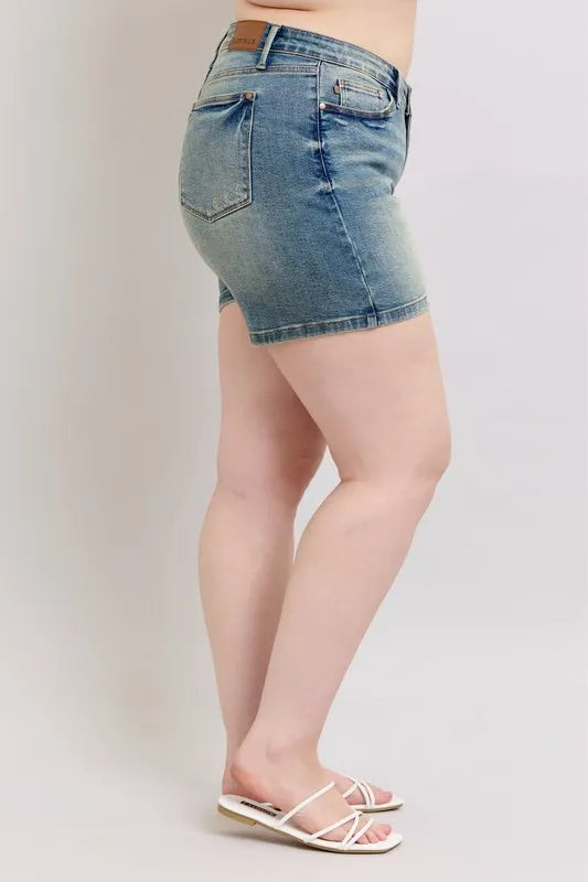 Judy Blue V-Front Vintage Wash Jean Shorts
