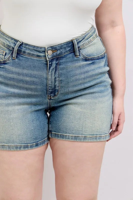 Judy Blue V-Front Vintage Wash Jean Shorts