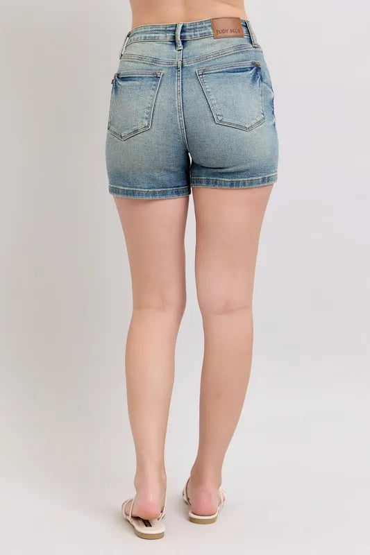 Judy Blue V-Front Vintage Wash Jean Shorts