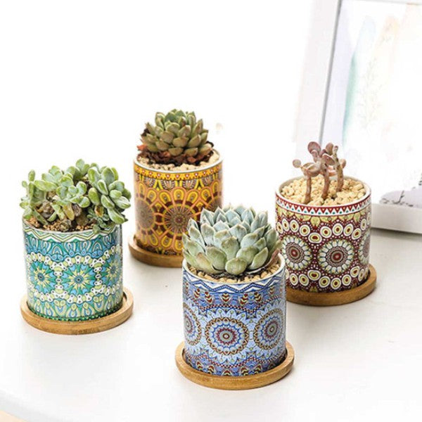 Mandala Planter Set of 4-Planter-Reef Love