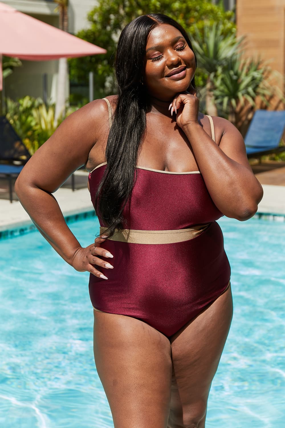 Marina West Swim Wave Break Contrast Trim One-Piece Swimsuit-One Piece Swimsuit-Reef Love