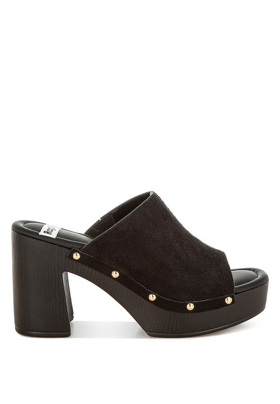Masaki Soft Suede Leather Wooden Clogs