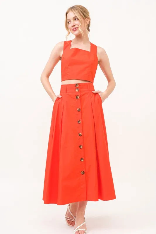 Orange Square Neck Crop Top