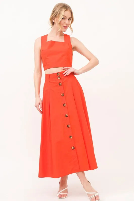 Orange Square Neck Crop Top
