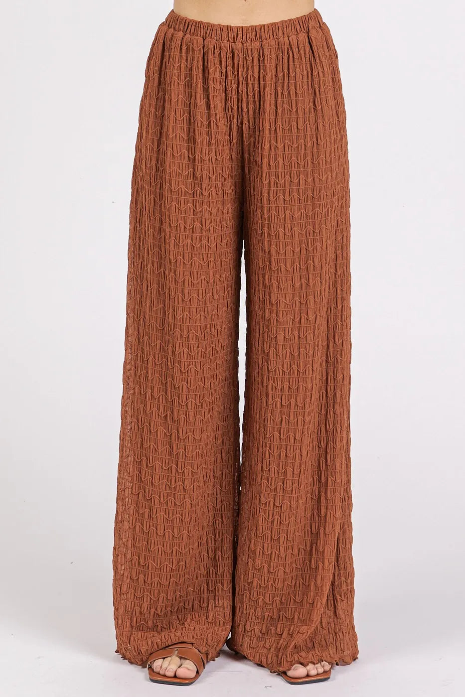 Textured Stretchy Crop Tank and Pants Set, Ginger