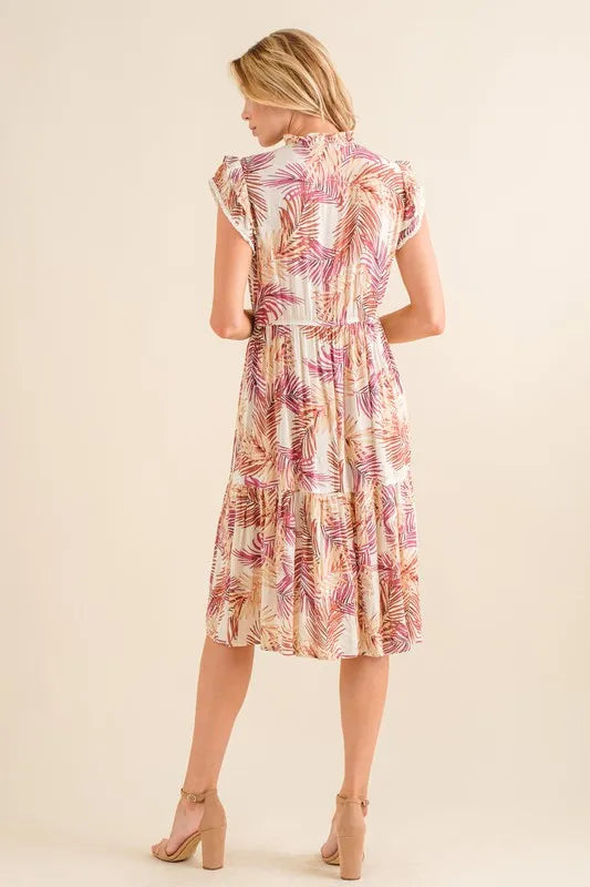 Tropical Boho Printed Tiered Dress-Midi Dress-Reef Love