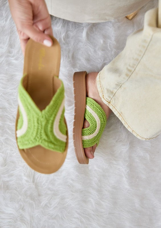 VERA Woven Two Tone Slide Sandals
