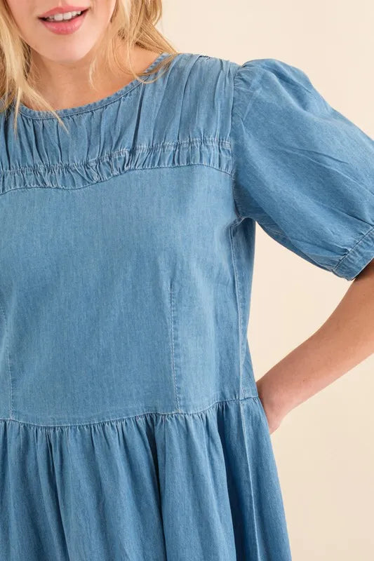 Washed Chambray Midi Dress-Midi Dress-Reef Love