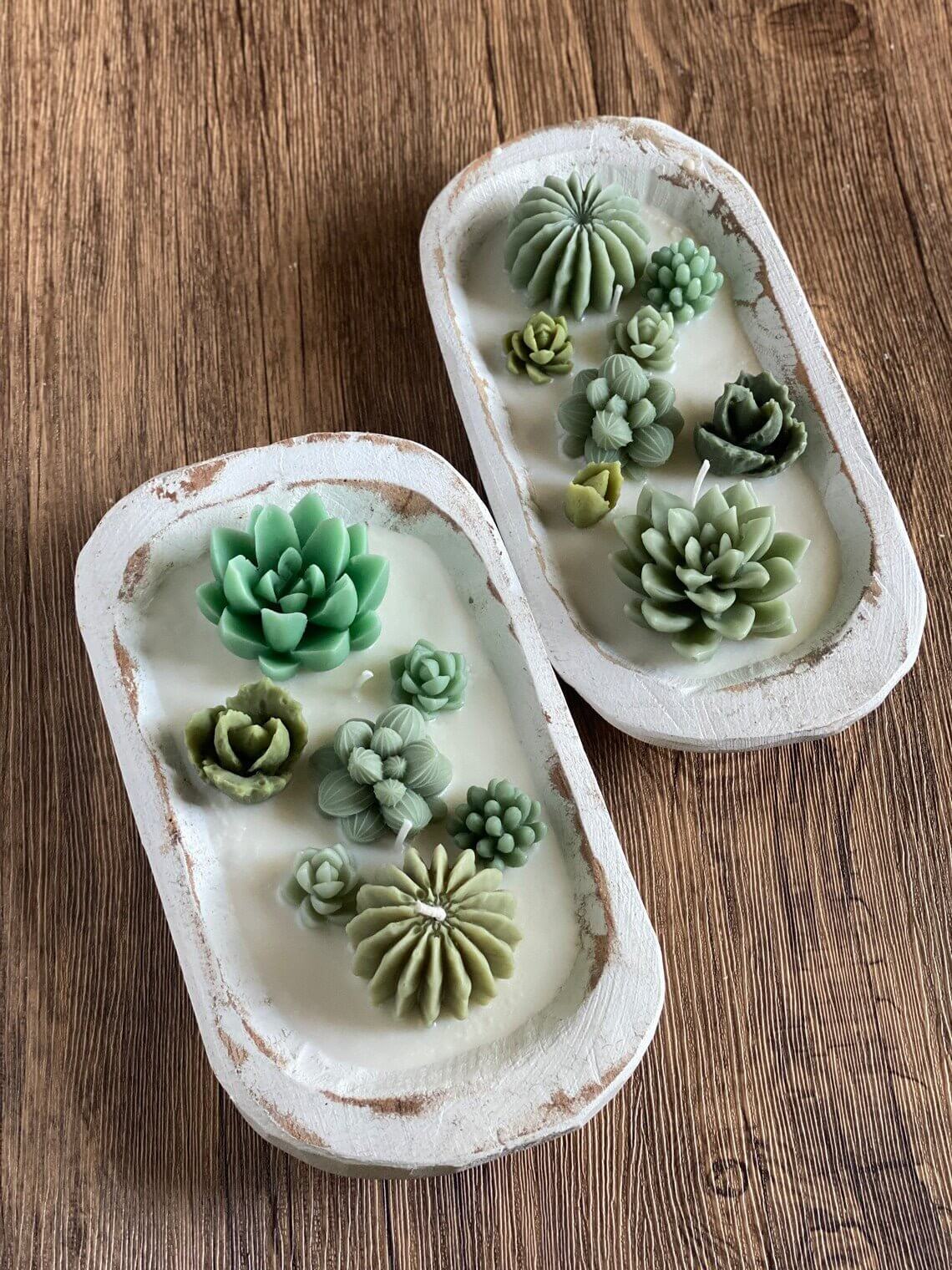 cactus candle in bowl
