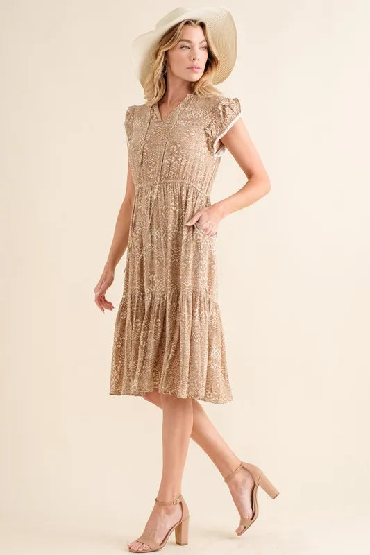 Boho Printed Tiered Maxi Dress-Dress-Reef Love