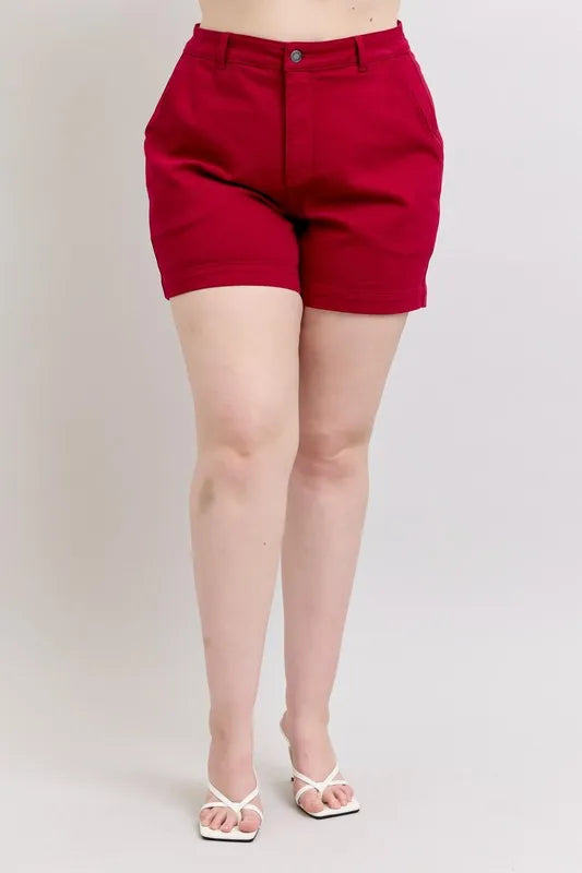 Judy Blue High Waist Garment Dyed Heart Shaped Denim Shorts-Jean Shorts-Reef Love