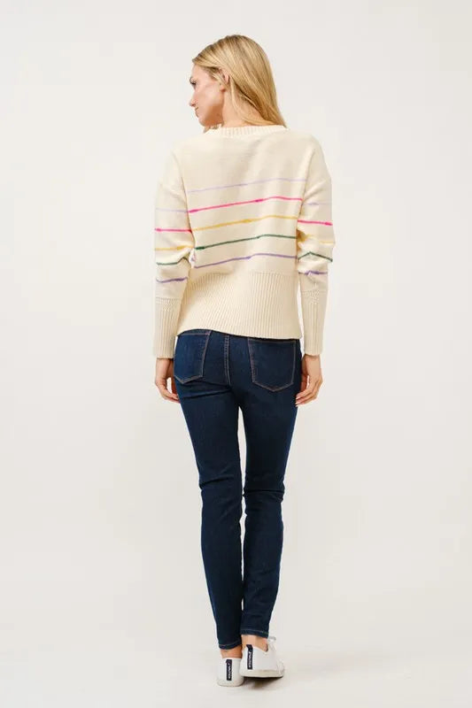 And The Why Multi Striped Pullover Sweater Top-Knit Top-Reef Love