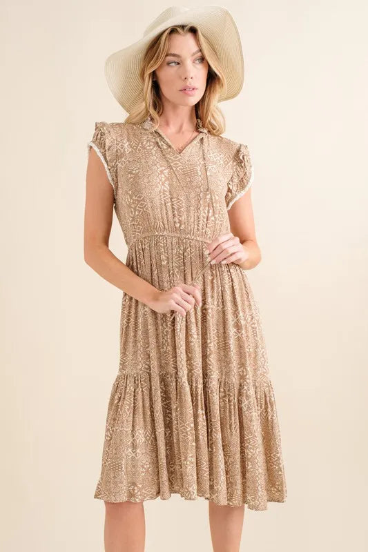 Boho Printed Tiered Maxi Dress-Dress-Reef Love