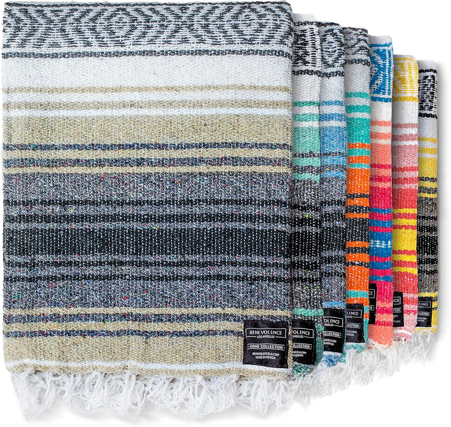 Authentic Handwoven Mexican Blanket | Yoga Blankets, Outdoor, Picnic, Beach, Camping | Equestrian Saddle | Serape 50X70 Inches - Azure, Pack of 1