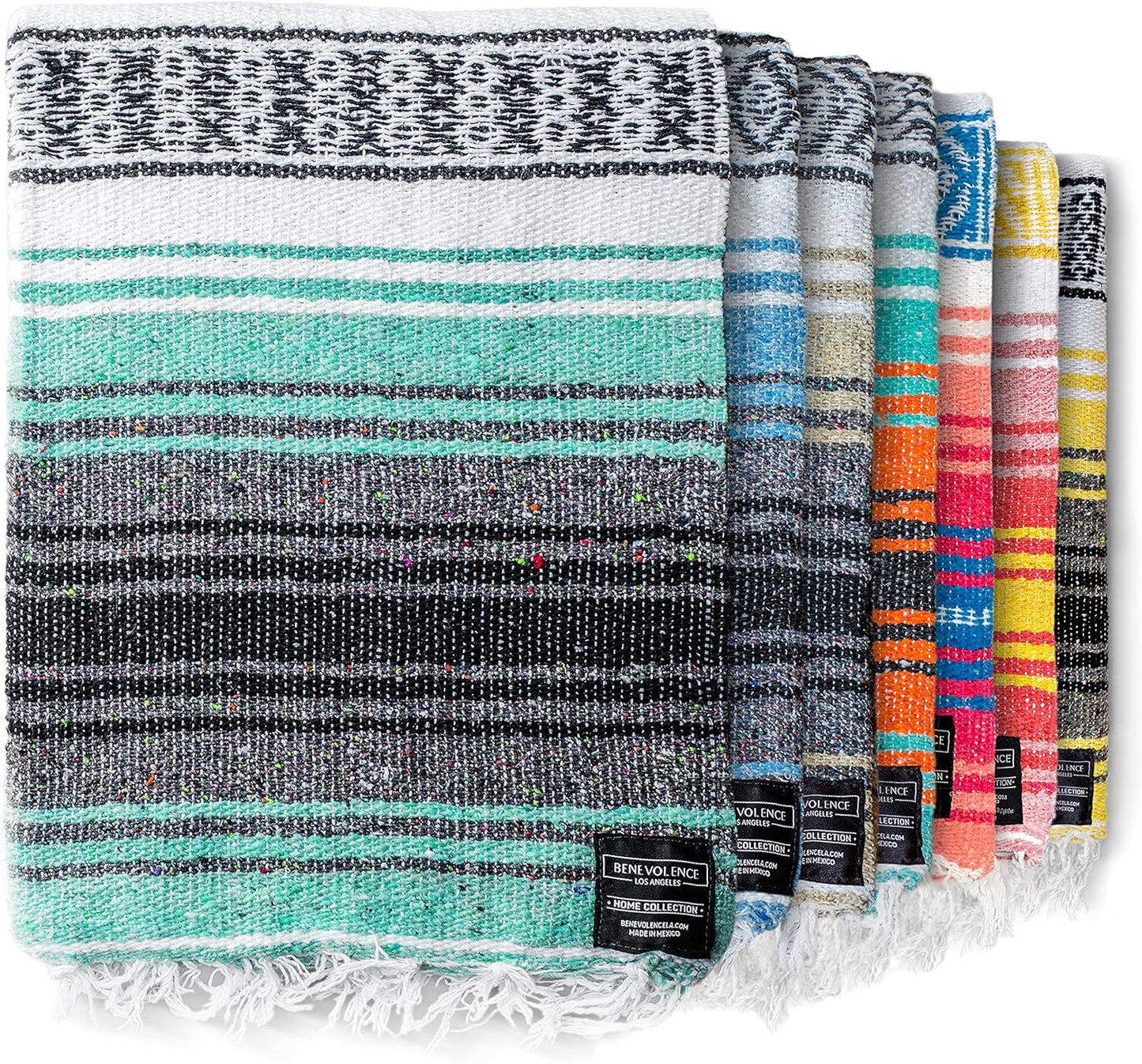 Authentic Handwoven Mexican Blanket | Yoga Blankets, Outdoor, Picnic, Beach, Camping | Equestrian Saddle | Serape 50X70 Inches - Azure, Pack of 1