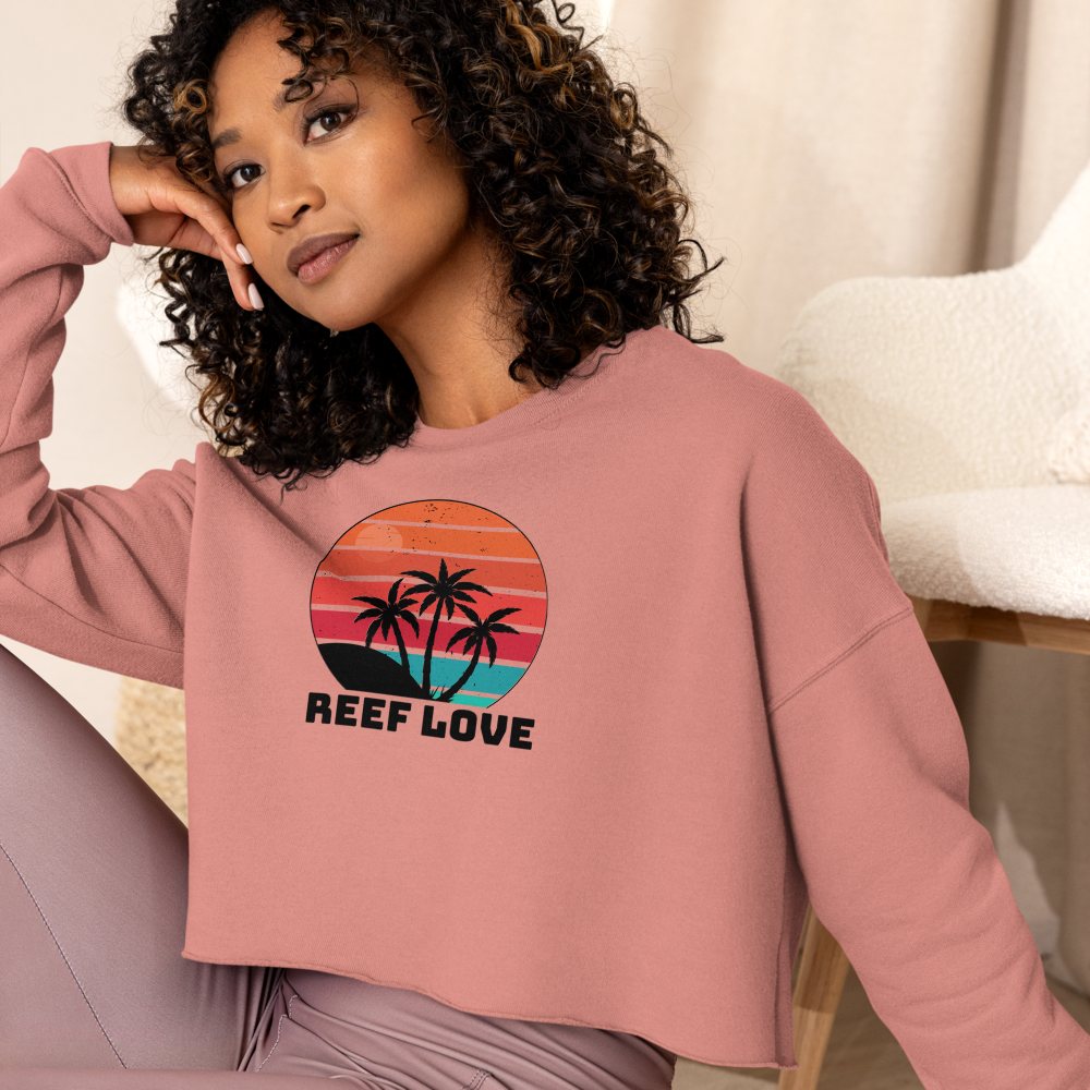 sunset palm reef love cropped hoodie