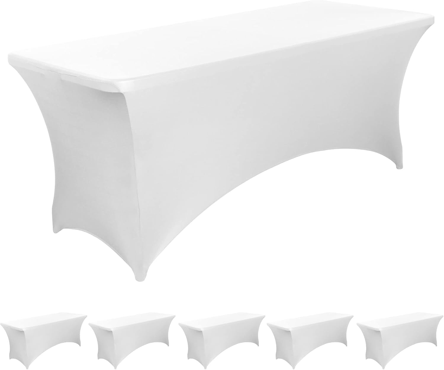 6FT Black Fitted Tablecloths for Rectangle Tables, 2 Pcs - Stretch Spandex Table Cover Protector for Banquet, Massage Bed, Wedding, Birthday, 72 Length X 30 Width X 30 Height Inches