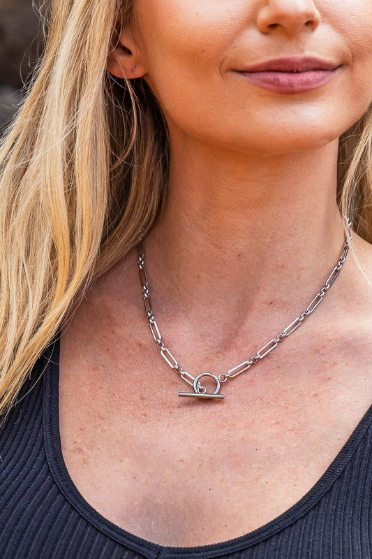 18K Stainless Toggle Chain Necklace, Tarnish Resistant-Reef Love