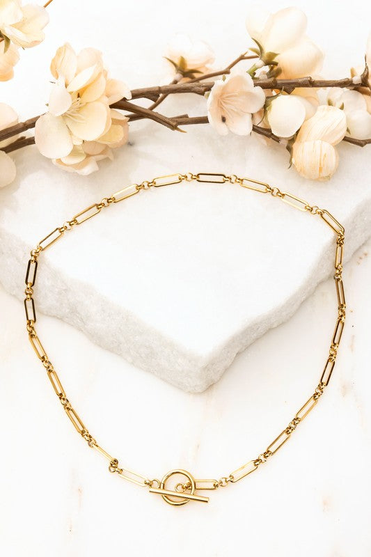 18K Stainless Toggle Chain Necklace, Tarnish Resistant-Reef Love