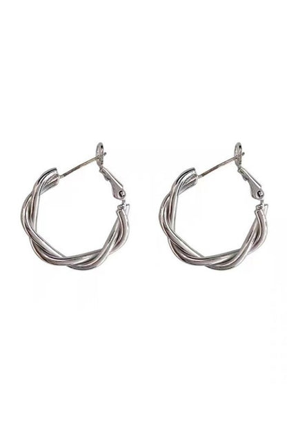 18K Stainless Twisted Hoop Earrings, Tarnish Resistant