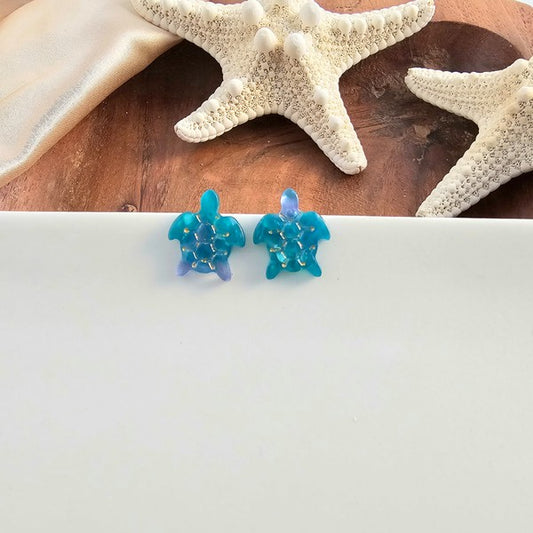 Handmade Blue Sea turtle stud earrings