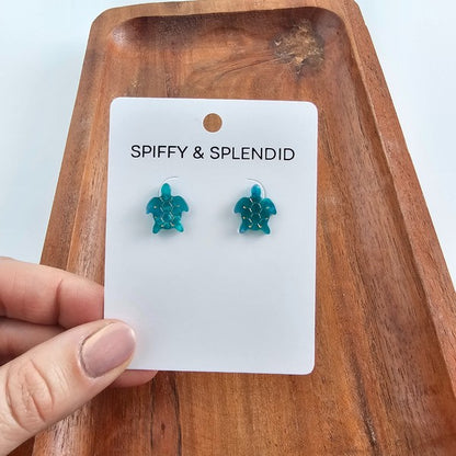 Handmade Blue Sea turtle stud earrings