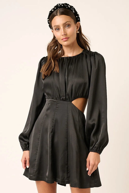 Mittoshop Satin Side Cutout Detail Mini Dress-Dress-Reef Love