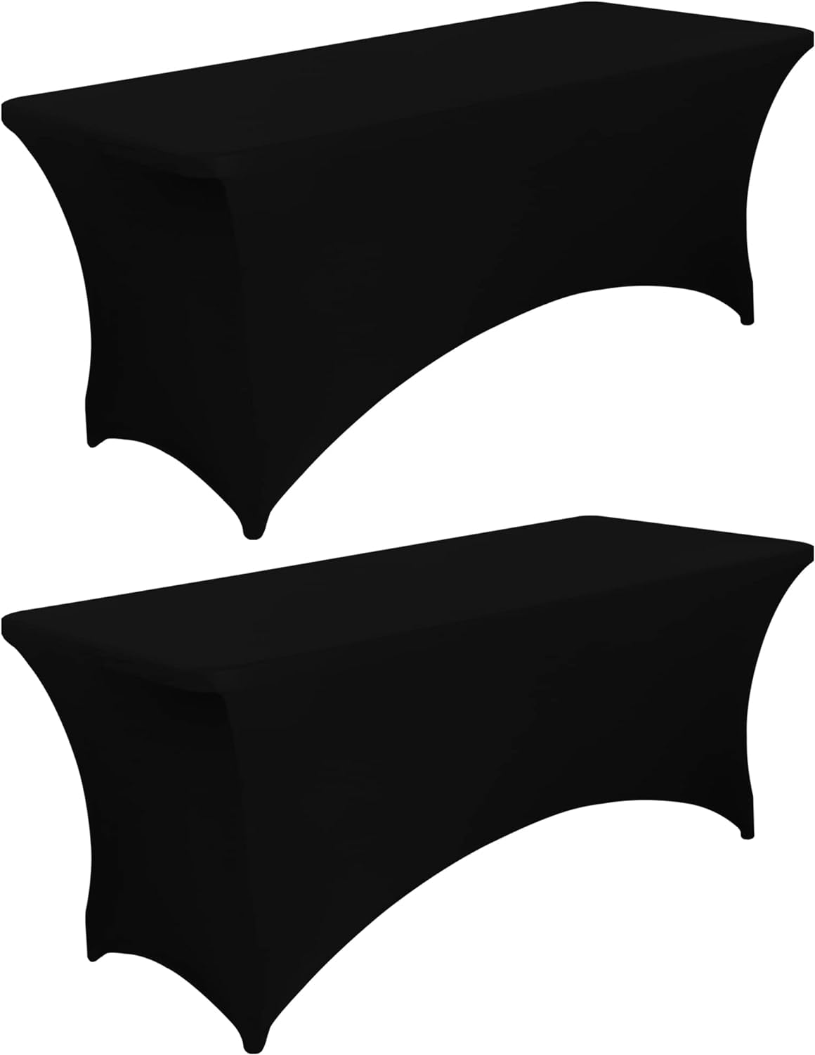 6FT Black Fitted Tablecloths for Rectangle Tables, 2 Pcs - Stretch Spandex Table Cover Protector for Banquet, Massage Bed, Wedding, Birthday, 72 Length X 30 Width X 30 Height Inches