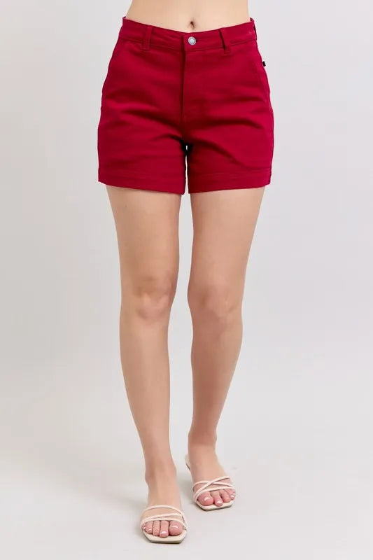 Judy Blue High Waist Garment Dyed Heart Shaped Denim Shorts-Jean Shorts-Reef Love