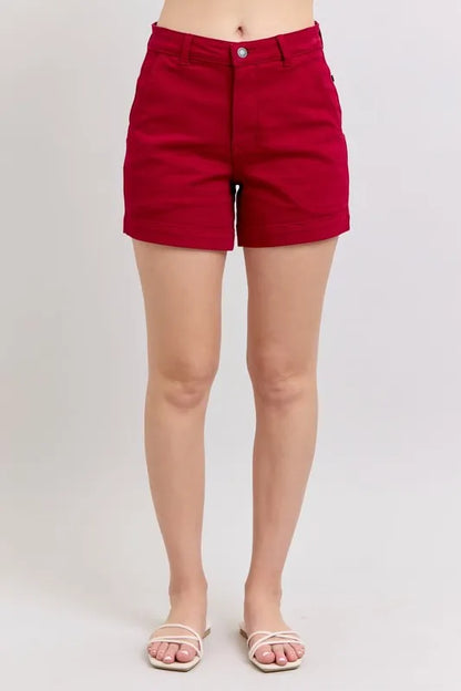 Judy Blue High Waist Garment Dyed Heart Shaped Denim Shorts-Jean Shorts-Reef Love