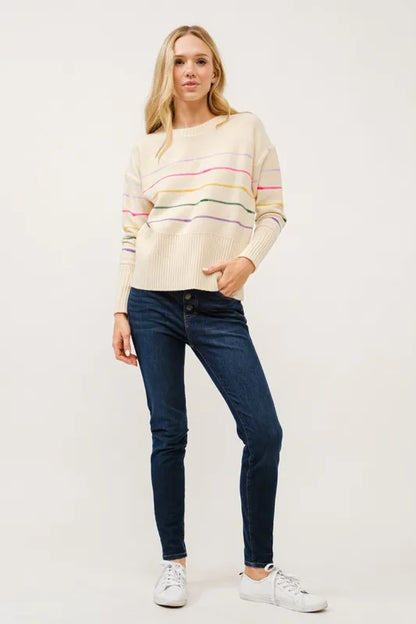 And The Why Multi Striped Pullover Sweater Top-Knit Top-Reef Love