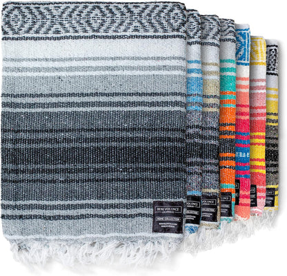 Authentic Handwoven Mexican Blanket | Yoga Blankets, Outdoor, Picnic, Beach, Camping | Equestrian Saddle | Serape 50X70 Inches - Azure, Pack of 1