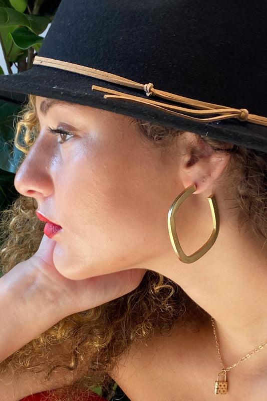 gold square hoop earrings
