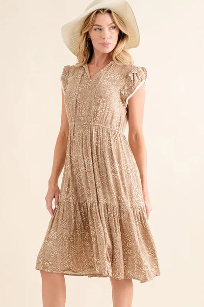 Boho Printed Tiered Maxi Dress-Dress-Reef Love