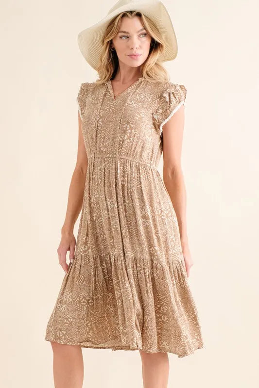Boho Printed Tiered Maxi Dress-Dress-Reef Love