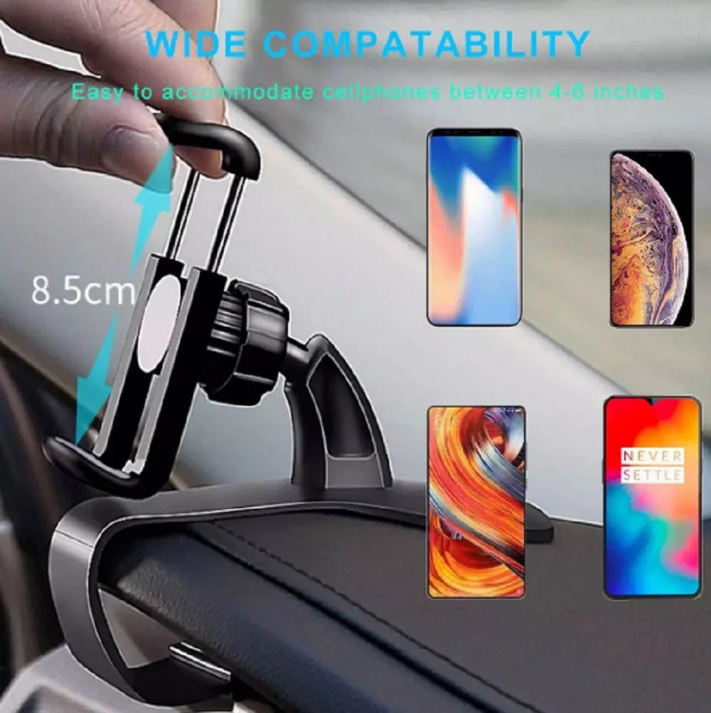 360° Universal Car Dashboard Phone Mount Clip - Versatile GPS and Cellphone Holder Clamp Stand for Safe Driving