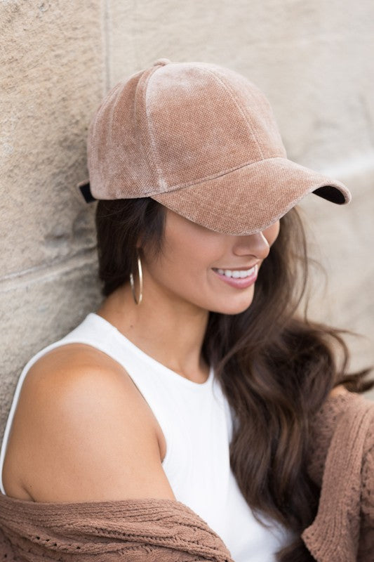 Women’s Velour Baseball Cap. Baseball mom hat