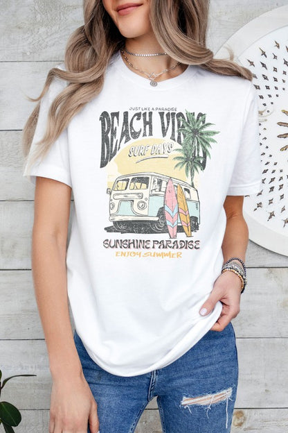 beach vibes retro graphic tee shirt