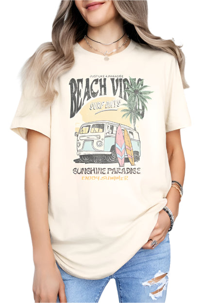 beach vibes retro graphic tee shirt