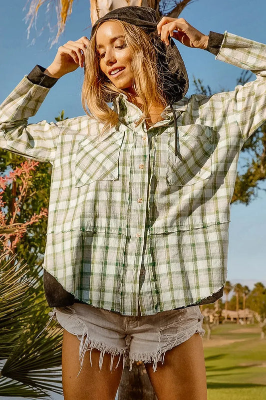 Casual Check Shirt with Hood-Shirt-Reef Love